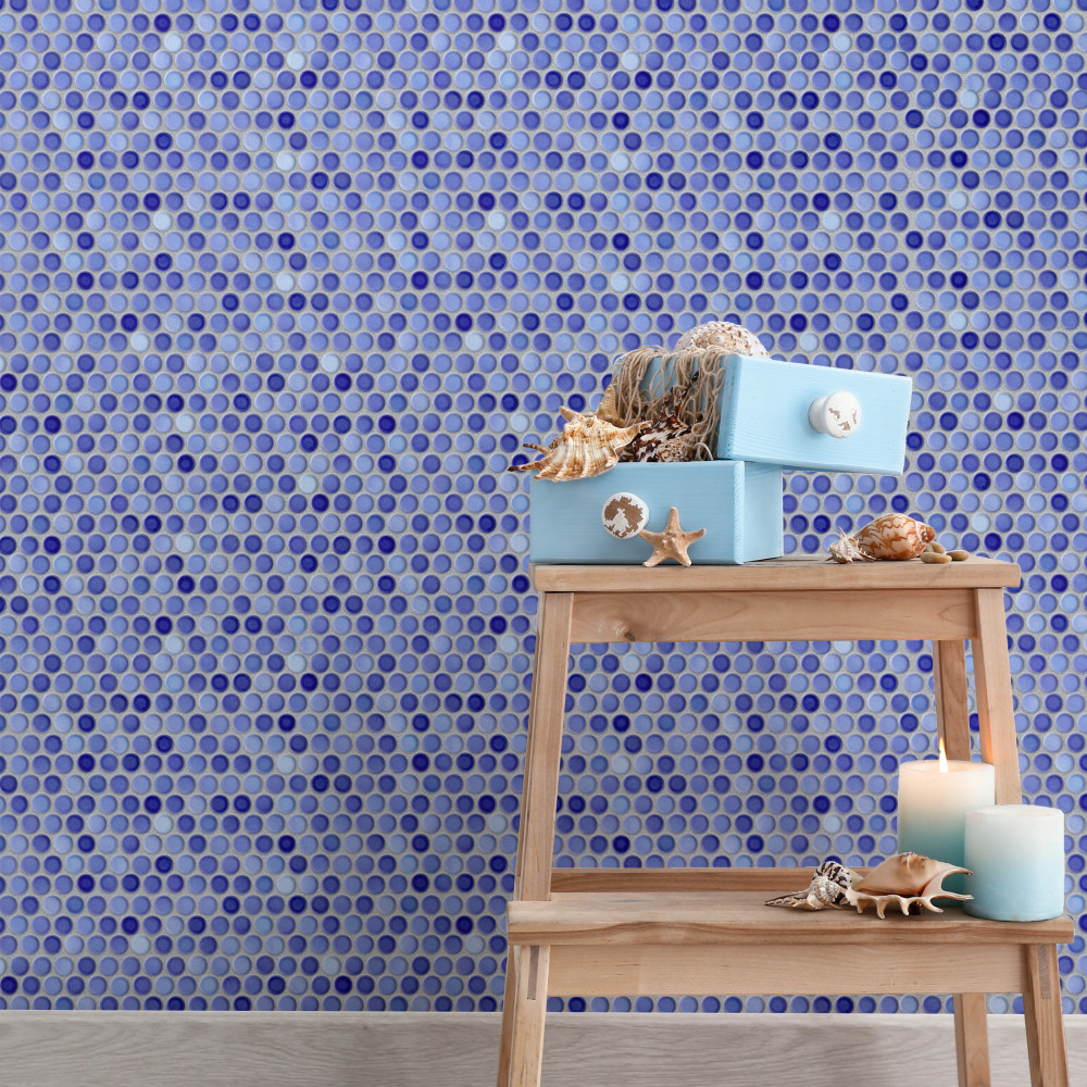 Hudson Penny Round Niagara 11-7/8 in. x 12-5/8 in. Porcelain Mosaic Tile