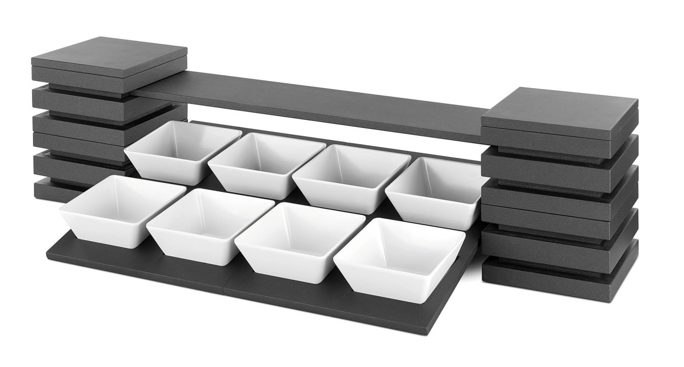 Two level presentation Kit For 8 Square Bowls CUBIC