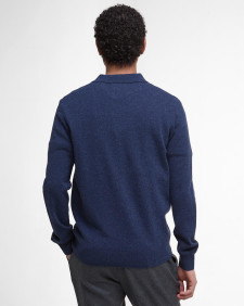 Hutherston Knitted Polo Shirt Navy Marl