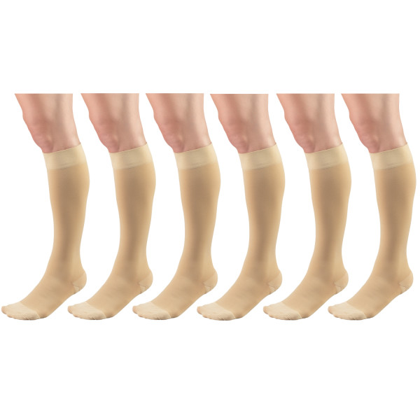 Firm Strength Compression Socks, Knee High, Closed Toe, Beige, Medium