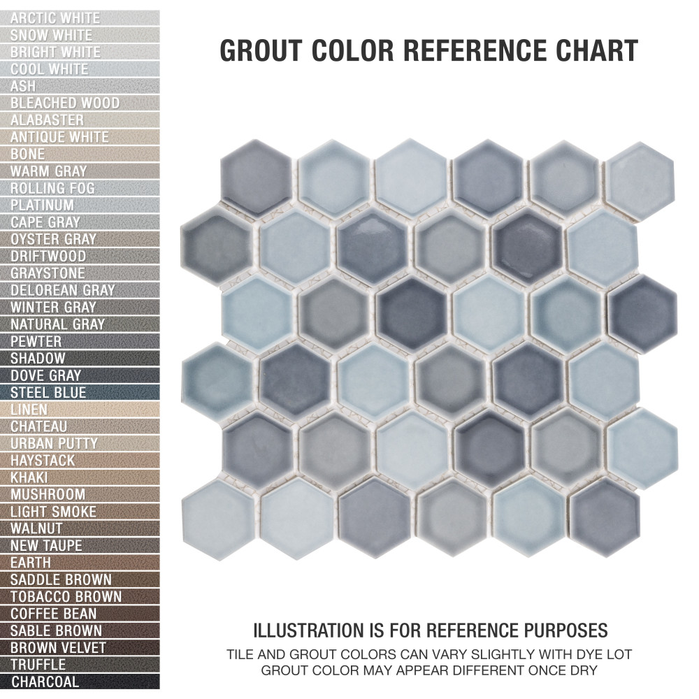Sample – Hudson Due 2″ Hex Stillwater Porcelain Mosaic Tile
