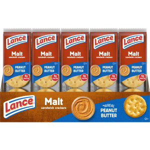 Lance® Sandwich Crackers, Malt with Peanut Butter, Individual Pack