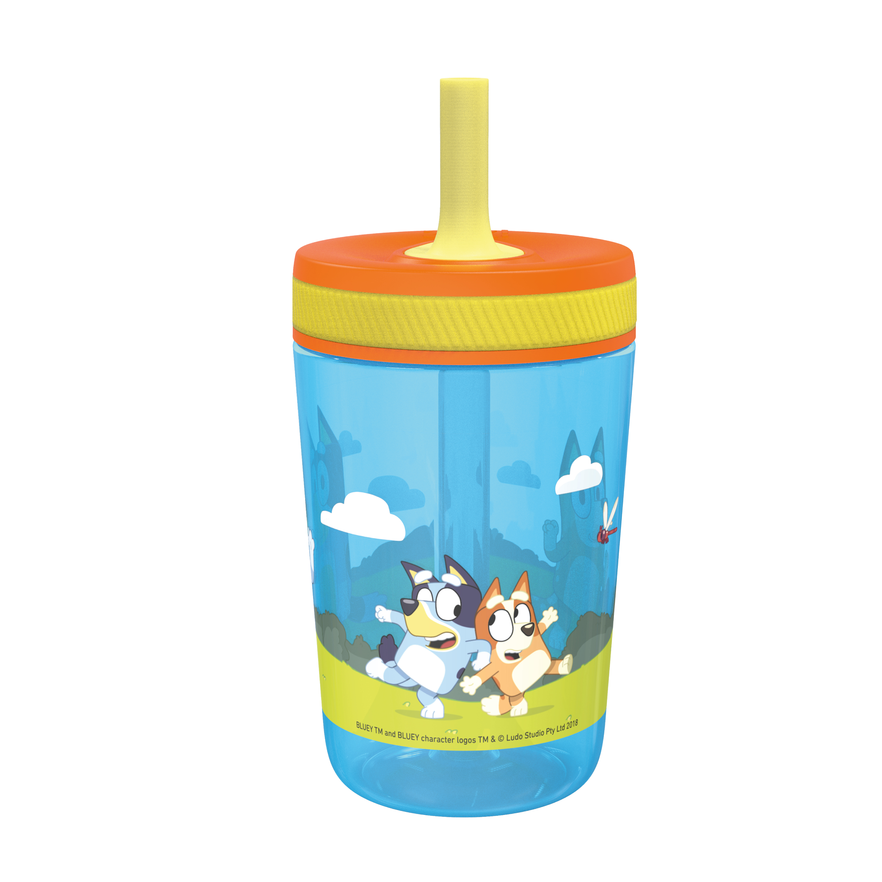 Bluey 15  ounce Plastic Tumbler with Lid and Straw, Bandit Healer and Chilli Heeler, 2-piece set slideshow image 3