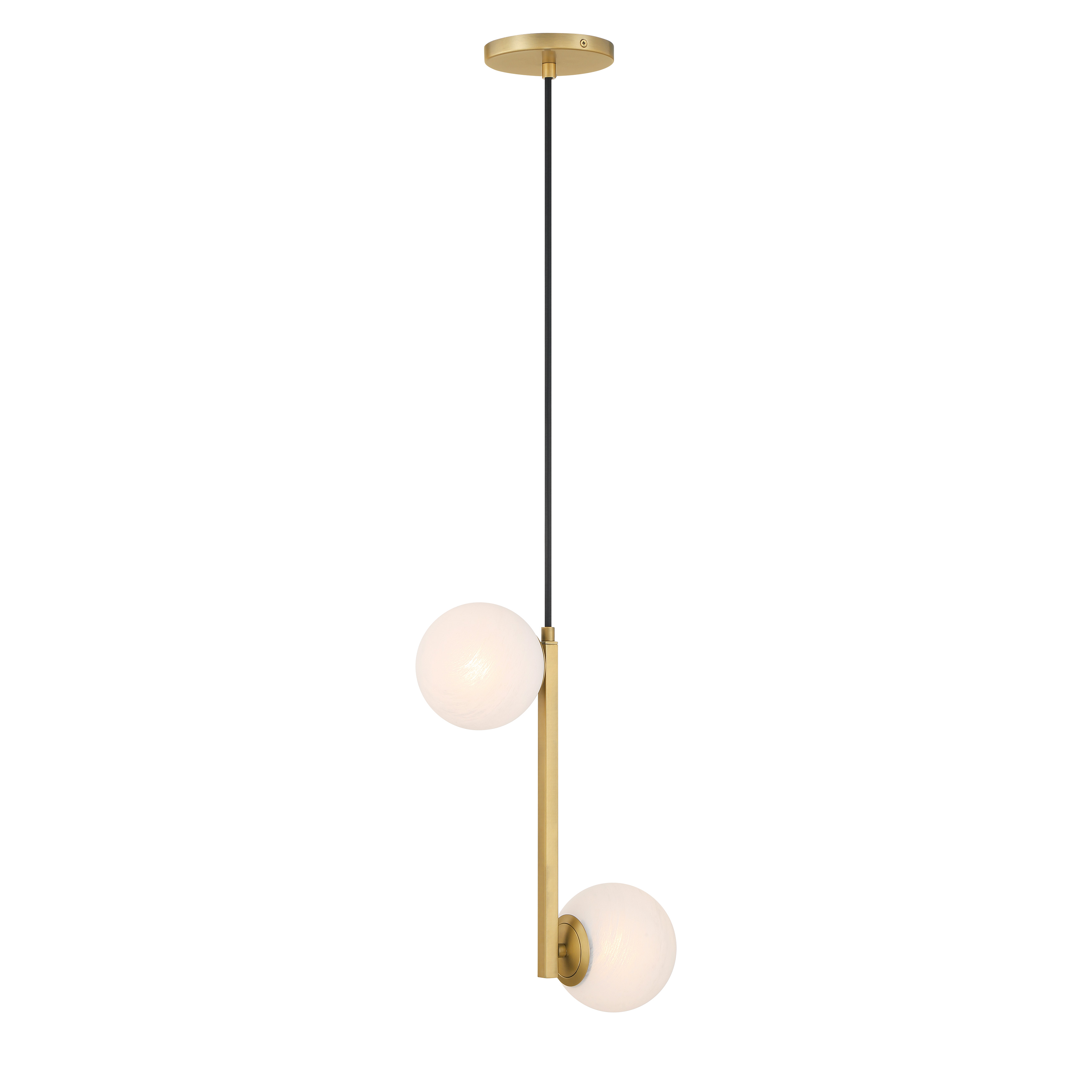 The Curven 5" pendant combines warm Legacy Brass with soft etched alabaster glass for a refined, compact lighting solution. Its petite 5-inch width makes it ideal for smaller spaces or grouped installations. - alternate view