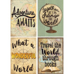 Teacher Created Resources&reg; Travel the Map Posters, 13-3/8" x 19", Set of 4 TCR2088529