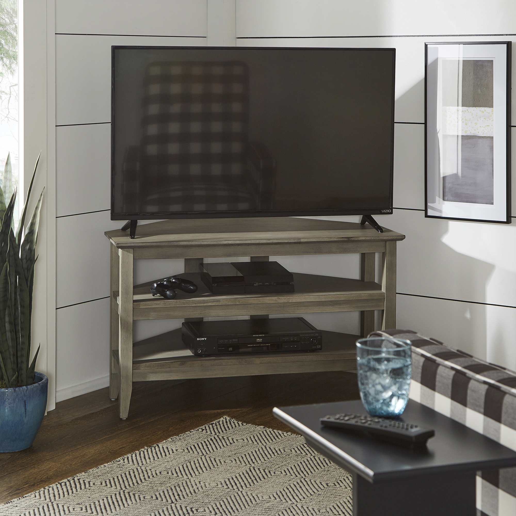 Weather Washed Grey Finish TV Stand