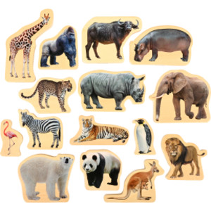 Wooden Wild Animal Blocks - Set of 15