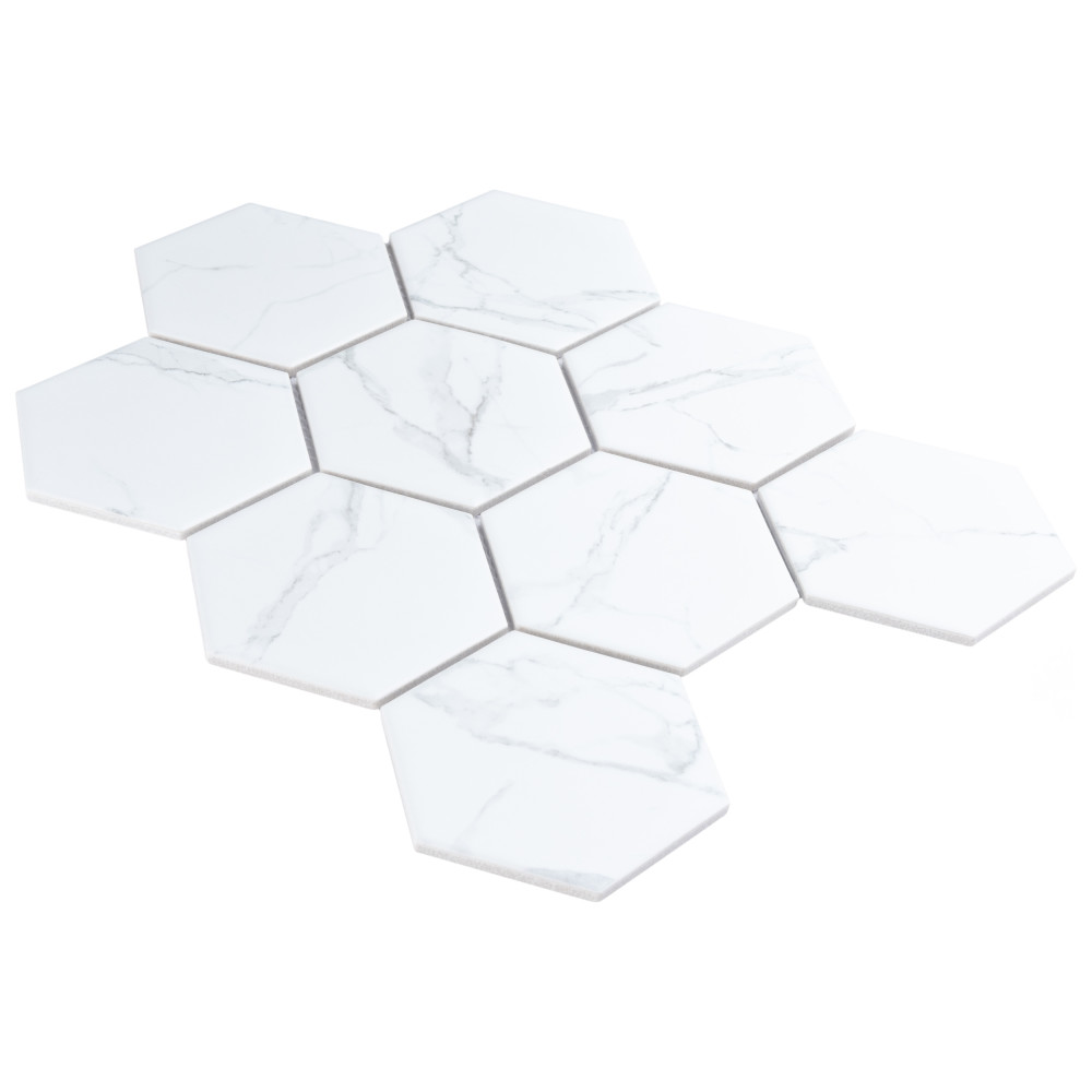 Carrione Super Hex Matte Carrara 10 in. x 11-1/2 in. Porcelain Mosaic Tile