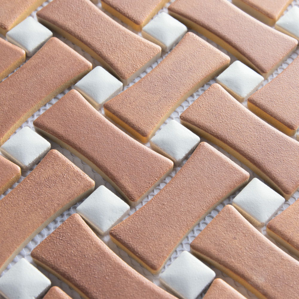 Sentier des Cotto Dog Bone Bsktwv with White Dot 10 in. x 10 in. Porcelain Mosaic Tile