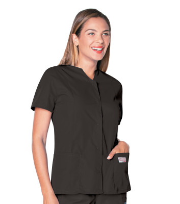 Landau Scrub Zone Scrub Top for Women: 2 Pocket, Modern Tailored Fit, Notch Neck, Durable Snap-Front 70223-Landau