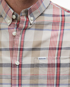Hillway Madras Regular Short-Sleeved Shirt Washed Stone