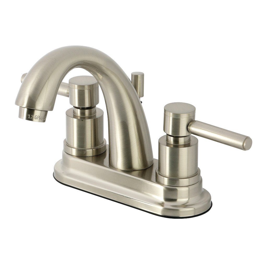 Double-Handle 4 inch Centerset Bathroom Faucet with Brass Pop-Up, Brushed Nickel with 3 Finish Options
