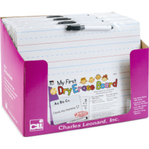 "My First" Dry Erase Board with Marker/Eraser, Two-Sided Plain/Lined, White, Pack of 12