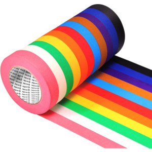 Colored Masking Tape, 1" x 60 Yards, Assorted Colors, 11-Pack