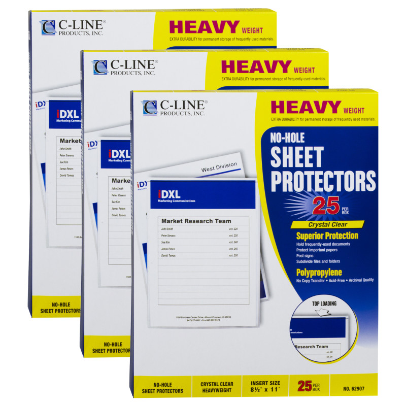 No-Hole+Heavyweight+Poly+Sheet+Protectors%2C+Clear%2C+Top+Loading%2C+11%22+x+8-1%2F2%22%2C+25+Per+Box%2C+3+Boxes