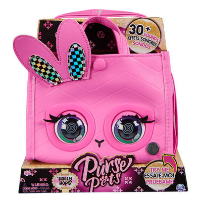Purse Pets, Holly Hops Bunny Tote Bag Interactive Pet Toy and Crossbody Purse with over 30 Sounds and Reactions, Kids Toys for Girls Ages 4 and up