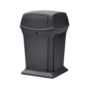 RUB917188BK, Rubbermaid Commercial,  Ranger Container with 2 Doors, 45 gal, Plastic, Black