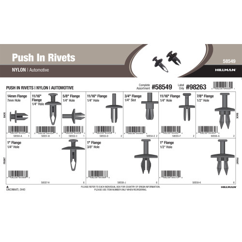 Nylon Automotive Push-In Rivets Assortment