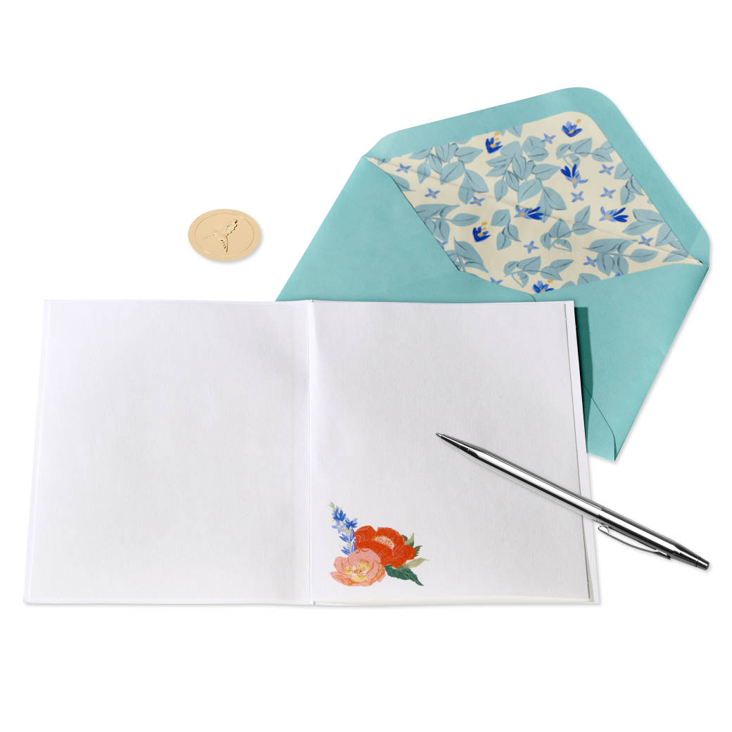 Blue Coral Flowers Thinking of You Friendship Greeting Card