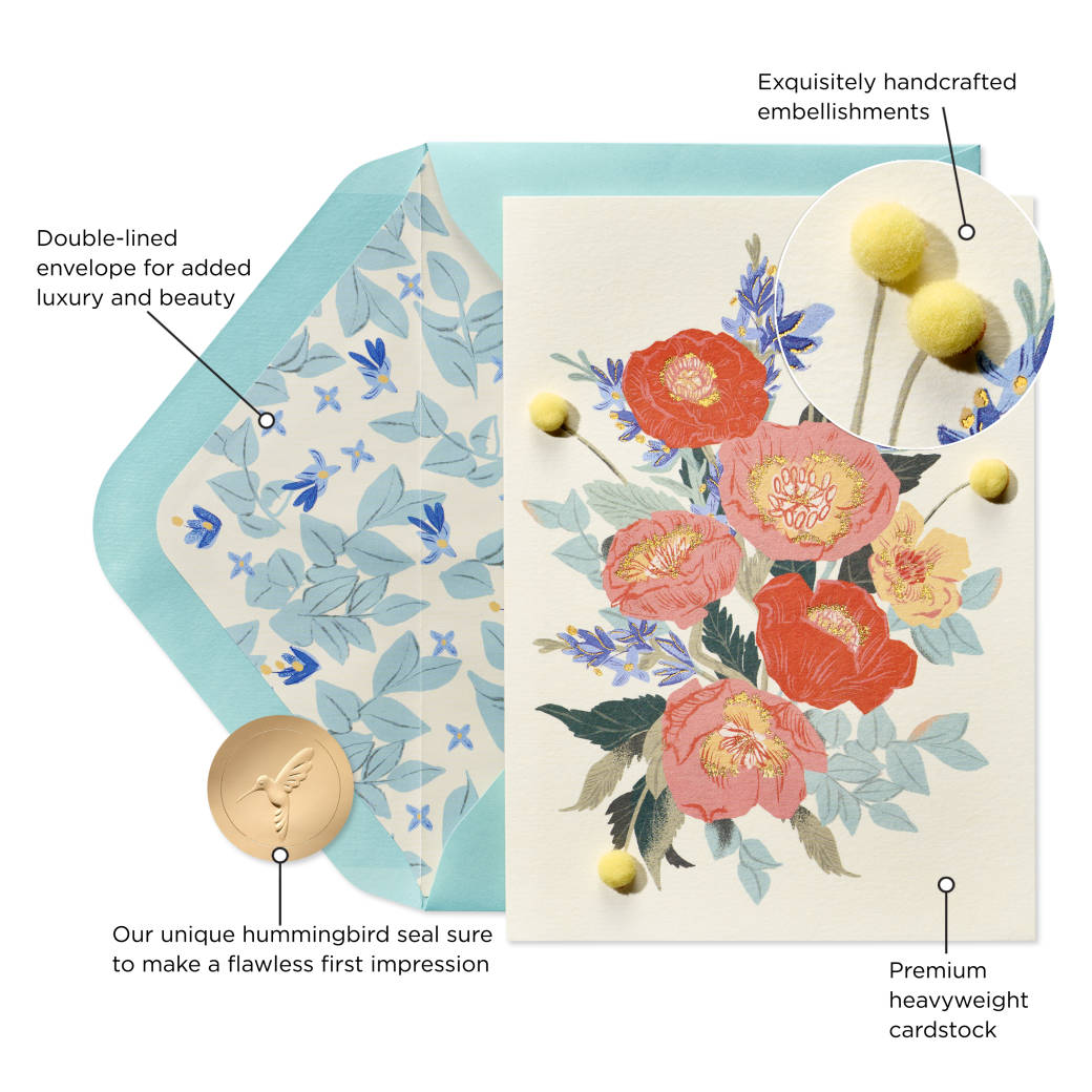 Blue Coral Flowers Thinking of You Friendship Greeting Card