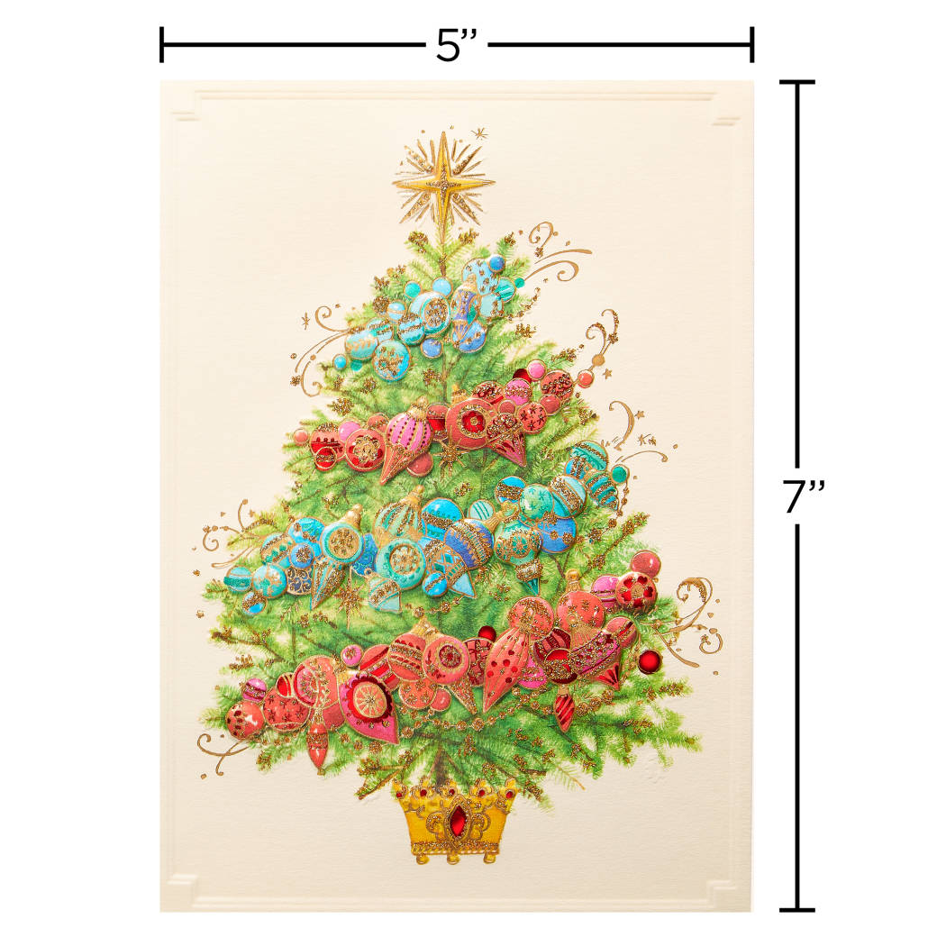 Christmas Tree with Holiday Ornaments Christmas Boxed Cards - Glitter-Free, 12-Count Image 6