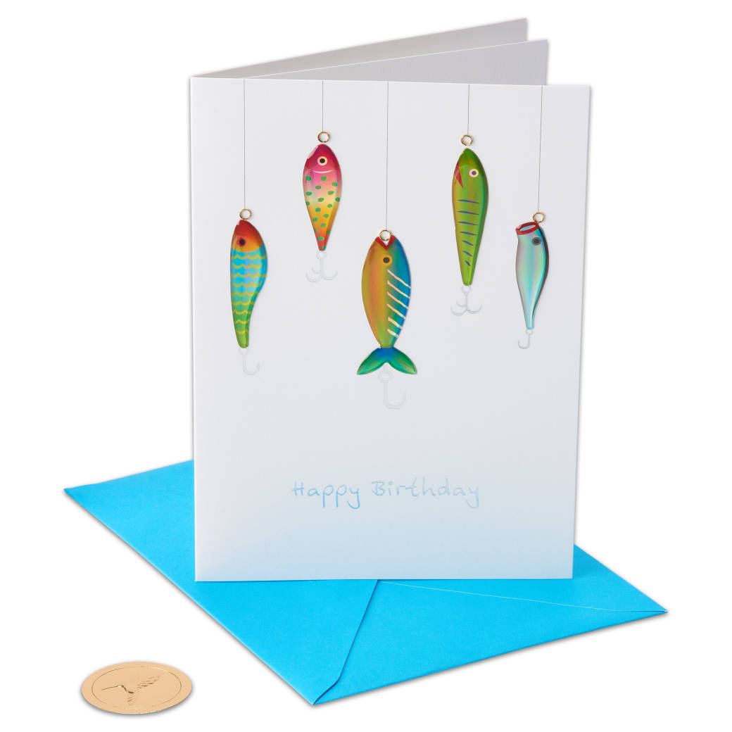 Fish on Hooks Birthday Greeting CardImage 1