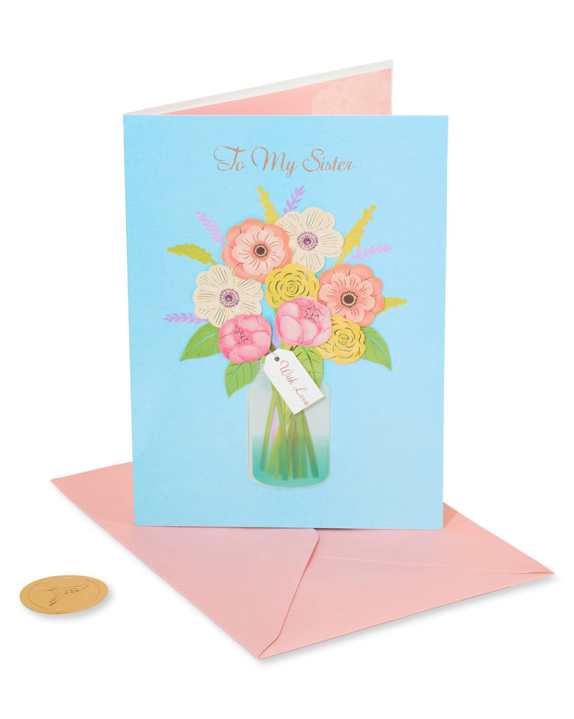 Floral In Vase Birthday Greeting Card Image 1