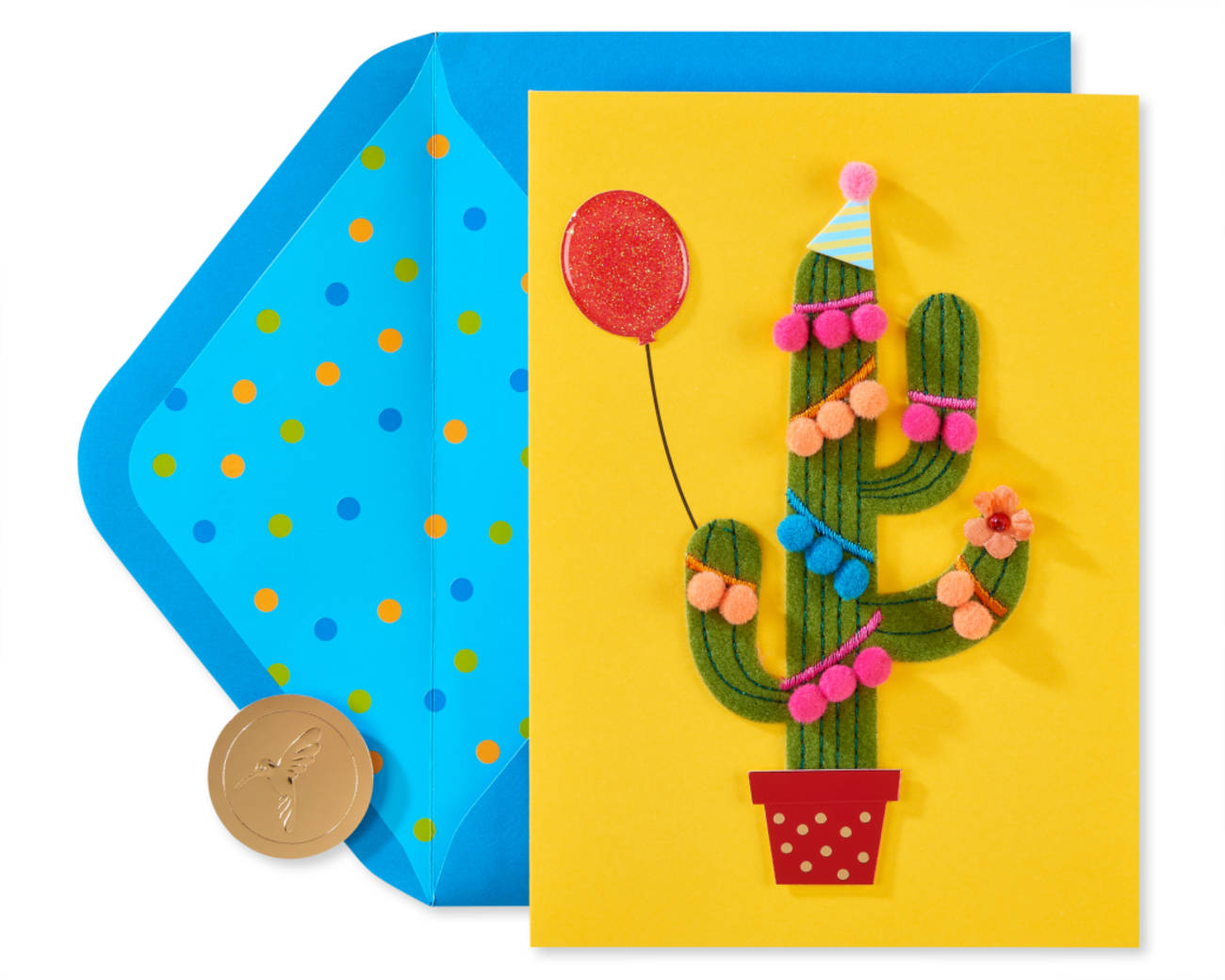 Pom Pom Cactus Birthday Greeting Card