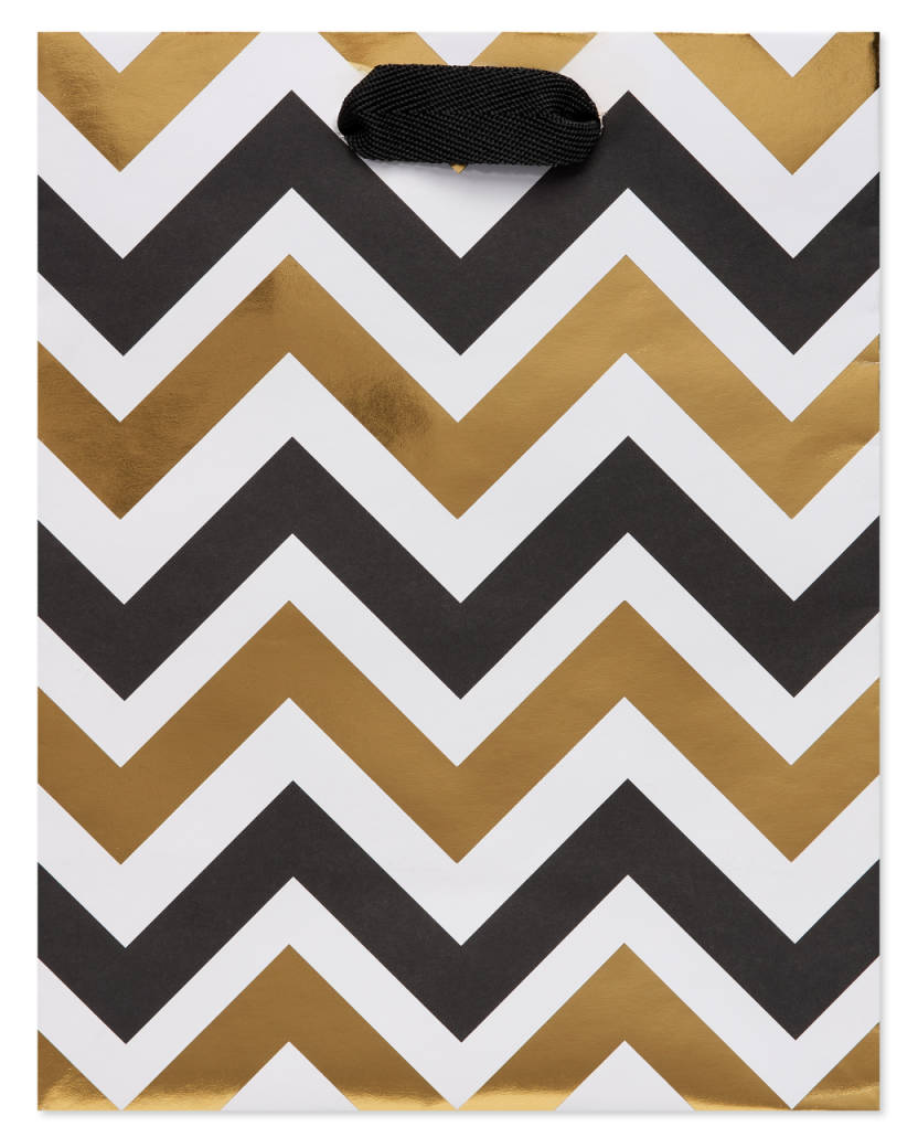 Black and Gold Chevron Medium Gift Bag 1 BagImage 2