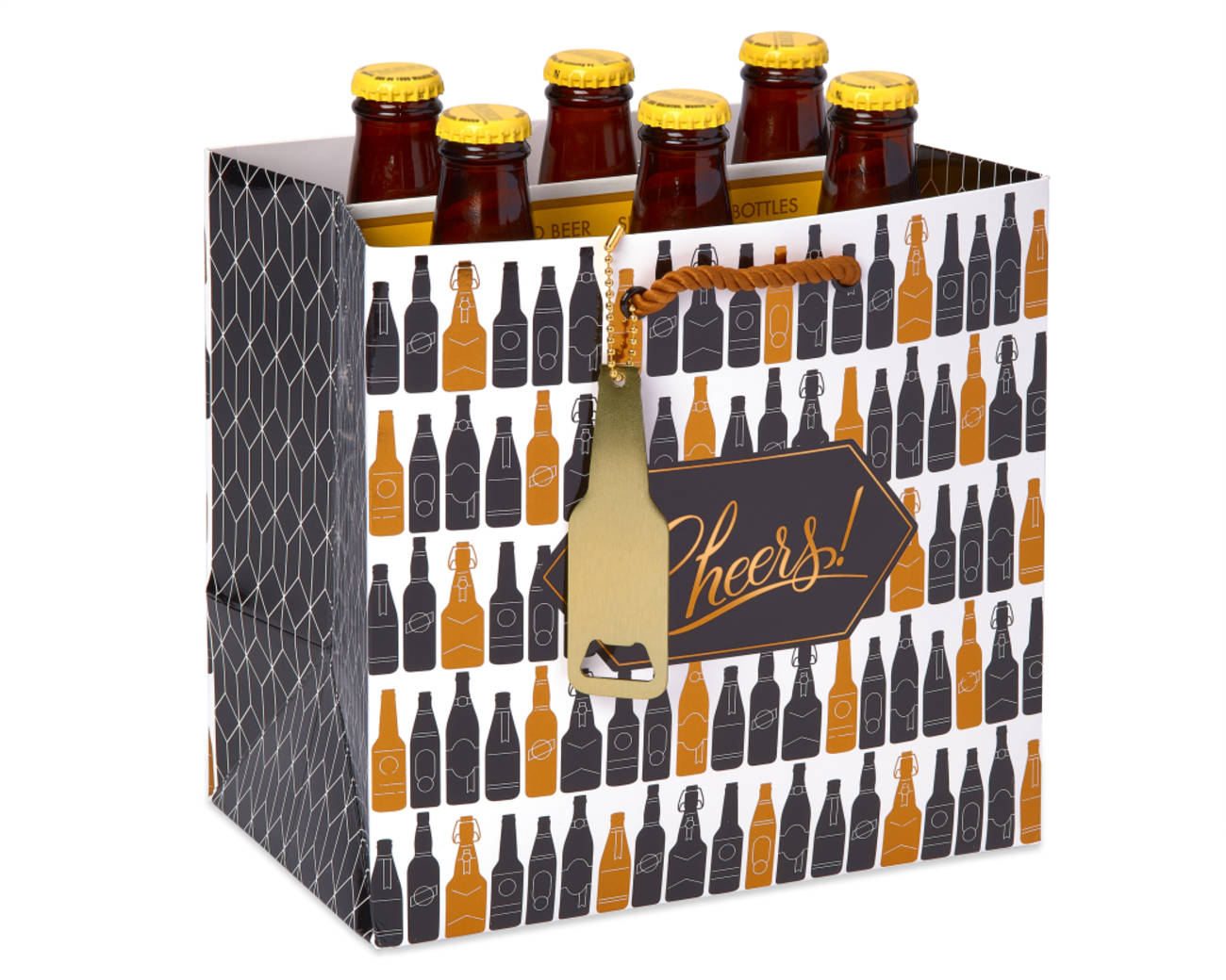 Beer Gift Bag Bottles and Glasses 1-Count