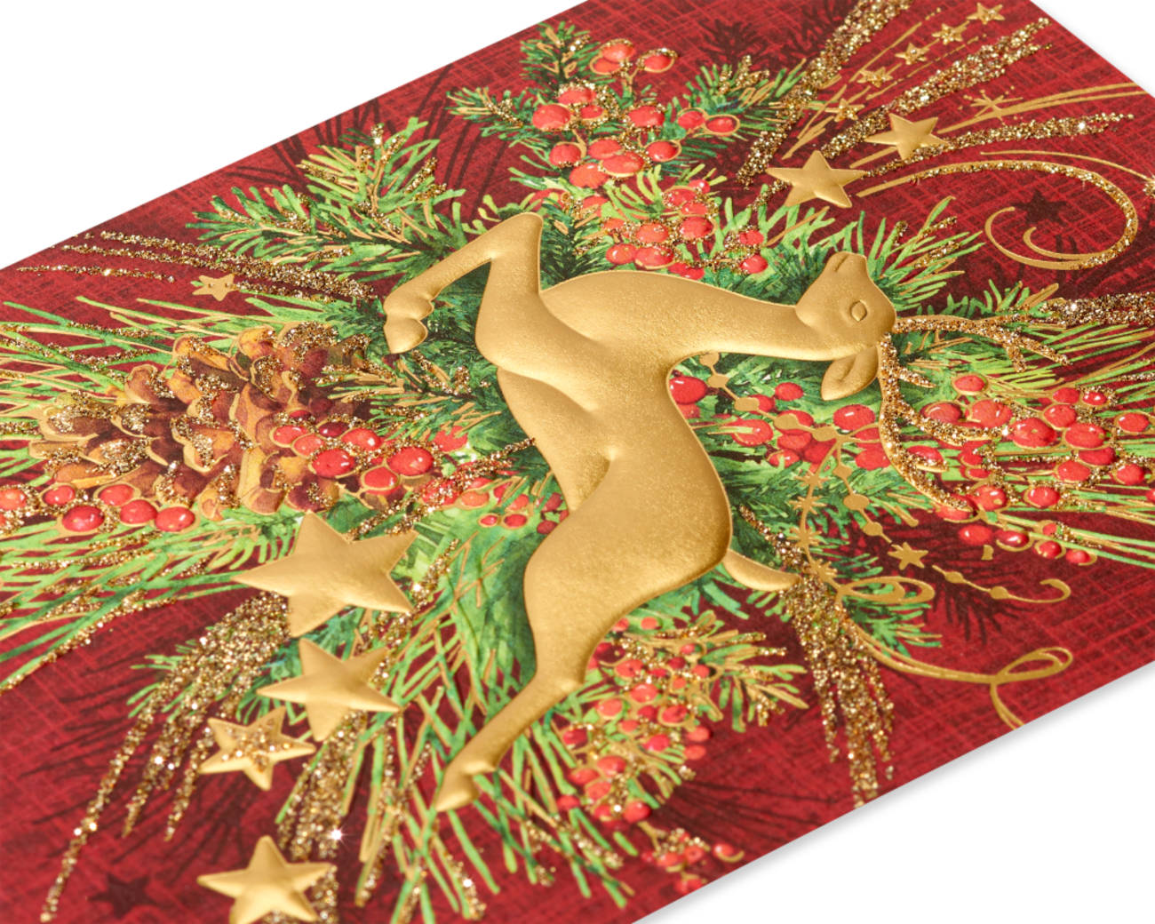 Gold Holiday Reindeer Forest Holiday Boxed Cards, 12-Count Image 4
