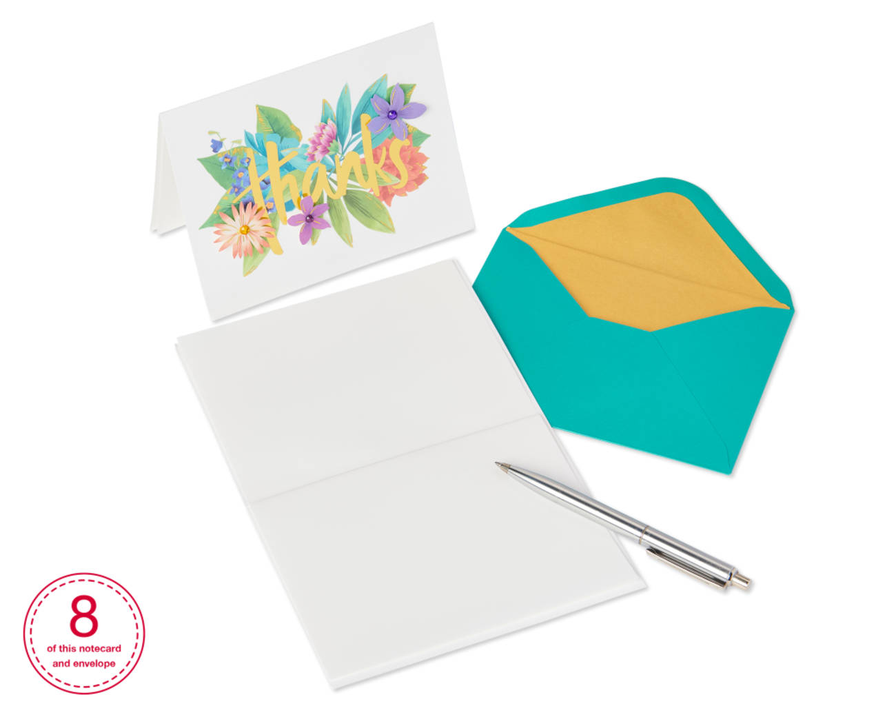 Botanical Floral Boxed Thank You Cards and Envelopes 8-CountImage 2