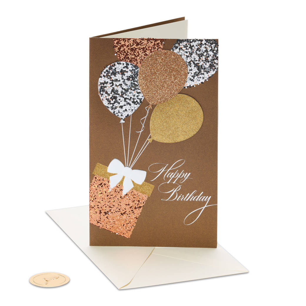 Glitter Balloons Birthday Greeting CardImage 2