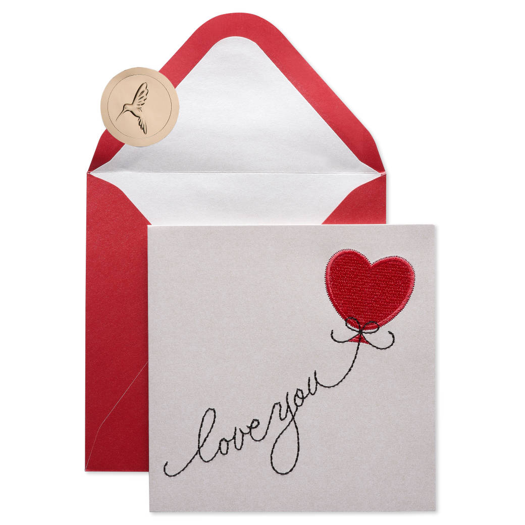 Heart Shaped Balloon Embroidered Greeting Card Image 1