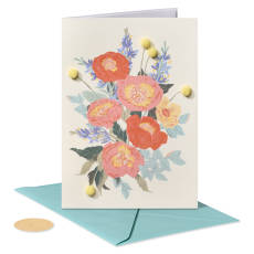 Blue Coral Flowers Thinking of You Friendship Greeting Card