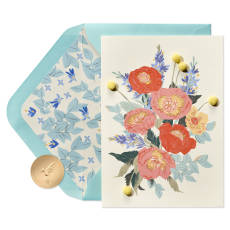 Blue Coral Flowers Thinking of You Friendship Greeting Card