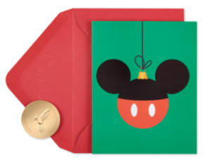 Mickey Mouse Ornament Disney Christmas Cards Boxed - Glitter-Free, 20-Count Image 1