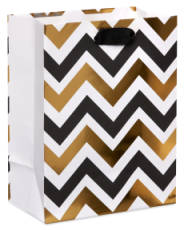 Black and Gold Chevron Medium Gift Bag 1 Bag