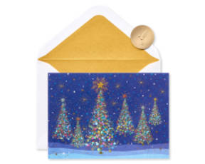 Magical Row of Holiday Christmas Trees Holiday Boxed Cards, 14-Count Image 1