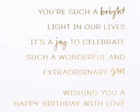 Bright Light In Our Lives Birthday Greeting Card for Son Image 2