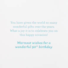 Many Wonderful Gifts 90th Birthday Greeting Card Image 3