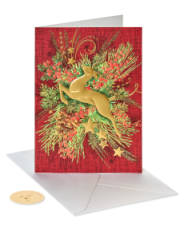 Gold Holiday Reindeer Forest Holiday Boxed Cards, 12-Count Image 5