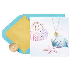 Seashell Necklace Blank Greeting Card with Necklace Image