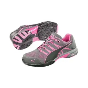 Pink and black puma work shoes