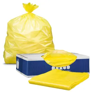 32-33 Gallon Trash Bags - Yellow, 100 Bags - 1.5 Mil