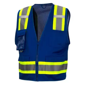 Pyramex Safety RVZ2465CP Enhanced Visibility Series Type O Class 1 Reflective Safety Vest