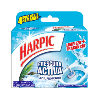 HARPIC CANASTILLA FRESCURA ACTIVA AZUL PROFUNDO 35GR