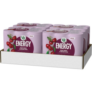 Opencaseimage for V8 +Energy® Black Cherry Juice Energy Drink, 8 fl oz Can (24 Pack)