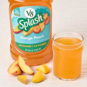 Styledimage for V8 Splash® Mango Peach Flavored Juice Beverage, 12 fl oz Bottle (12 Pack)