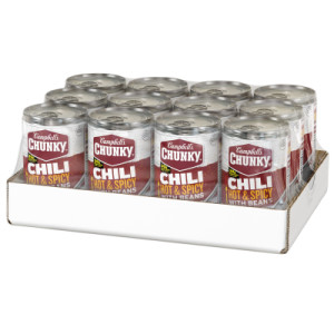 Closecaseimage for Campbell’s® Chunky™ Hot and Spicy Chili With Beans, 19 oz Can (12 Pack)